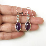 Amethyst & Facetted Rainbow Moonstone Sterling Silver Earring