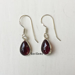 Garnet Teardrop Sterling Silver Earring