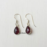 Garnet Teardrop Sterling Silver Earring