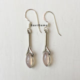 Rose Quartz Marquise Hanging Sterling Silver Earring