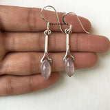 Rose Quartz Marquise Hanging Sterling Silver Earring