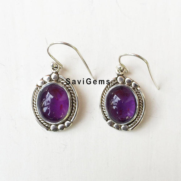 Amethyst Oval Twisted Sterling Silver Earring