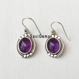 Amethyst Oval Twisted Sterling Silver Earring