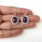Amethyst Oval Twisted Sterling Silver Earring
