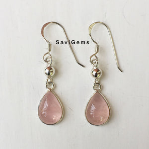 Rose Quartz Ball Sterling Silver Earring