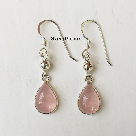 Rose Quartz Ball Sterling Silver Earring