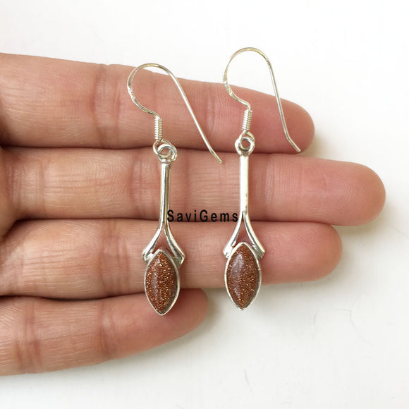 Golden Sunstone Marquise Sterling Silver Earring