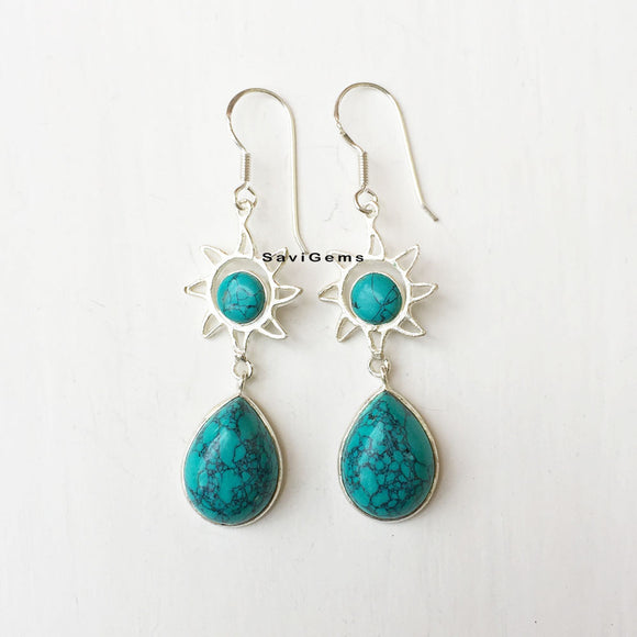 Turquoise Sun Sterling Silver Earring