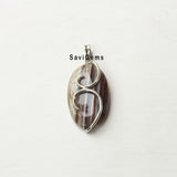 Brown Banded Agate You & Me Sterling Silver Pendant