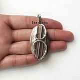 Brown Banded Agate You & Me Sterling Silver Pendant