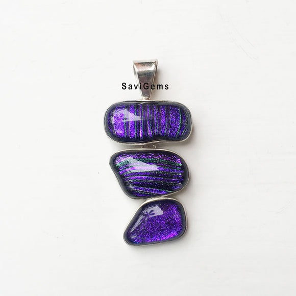 Dichroic Glass Sterling Silver Pendant