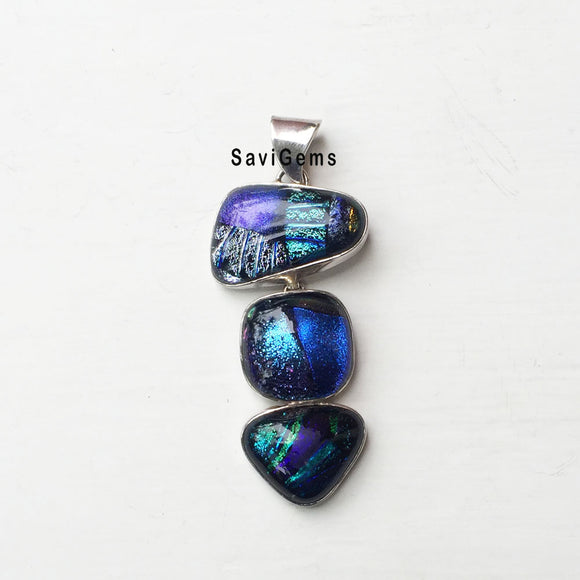 Dichroic Glass Sterling Silver Pendant