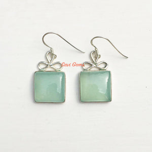 Aqua Chalcedony Bow Sterling Silver Earring