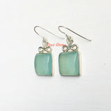 Aqua Chalcedony Bow Sterling Silver Earring
