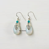 Opalite & Turquoise Leaf Sterling Silver Earring