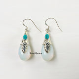 Opalite & Turquoise Leaf Sterling Silver Earring