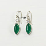 Rainbow Moonstone & Green Onyx Sterling Silver Earring