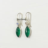 Rainbow Moonstone & Green Onyx Sterling Silver Earring