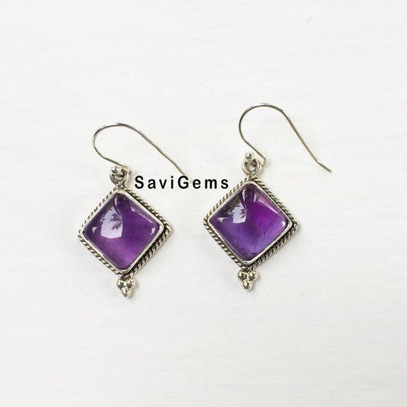 Amethyst Diamond Sterling Silver Earring