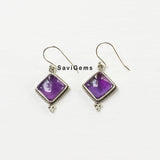 Amethyst Diamond Sterling Silver Earring