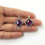 Amethyst Diamond Sterling Silver Earring