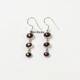 Garnet Triple Drop Sterling Silver Earring