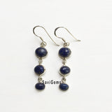 Lapis Lazuli Triple Drop Sterling Silver Earring