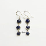 Lapis Lazuli Triple Drop Sterling Silver Earring