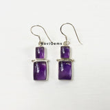 Amethyst Duo Rectangle Sterling Silver Earring
