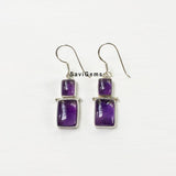 Amethyst Duo Rectangle Sterling Silver Earring