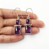 Amethyst Duo Rectangle Sterling Silver Earring