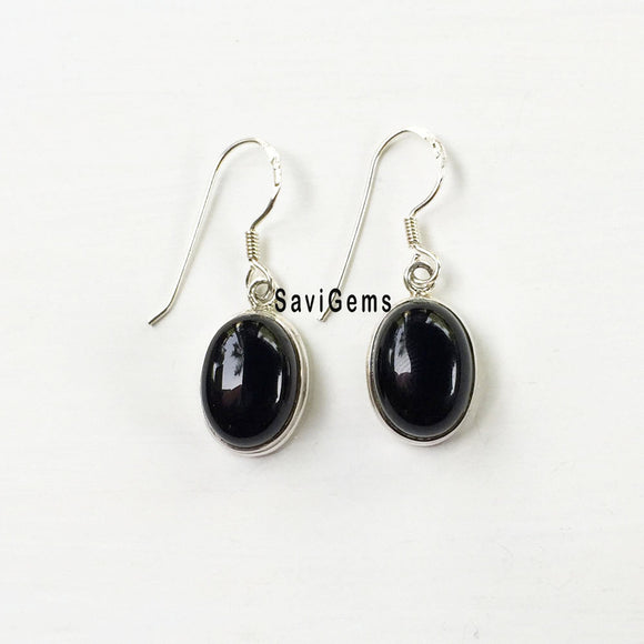 Black Onyx Oval Sterling Silver Earring