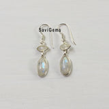 Rainbow Moonstone Eye Sterling Silver Earring