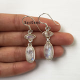 Rainbow Moonstone Eye Sterling Silver Earring