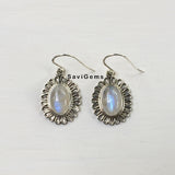 Rainbow Moonstone Sunflower Sterling Silver Earring