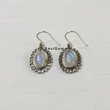 Rainbow Moonstone Sunflower Sterling Silver Earring