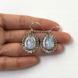 Rainbow Moonstone Sunflower Sterling Silver Earring