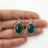 Green Onyx Oval Sterling Silver Earring