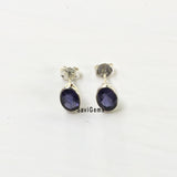 Iolite Facetted Oval Sterling Silver Stud