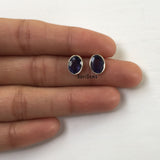 Iolite Facetted Oval Sterling Silver Stud