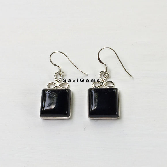 Black Onyx Bow Sterling Silver Earring