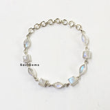 Rainbow Moonstone Sterling Silver Bracelet