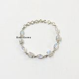 Rainbow Moonstone Sterling Silver Bracelet