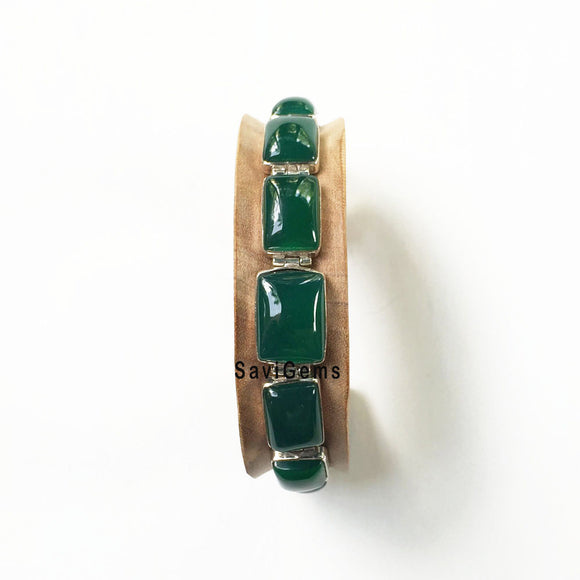 Green Onyx Sterling Silver Bracelet