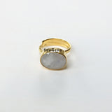 Gold plated Rainbow Moonstone Adjustable Sterling Silver Ring