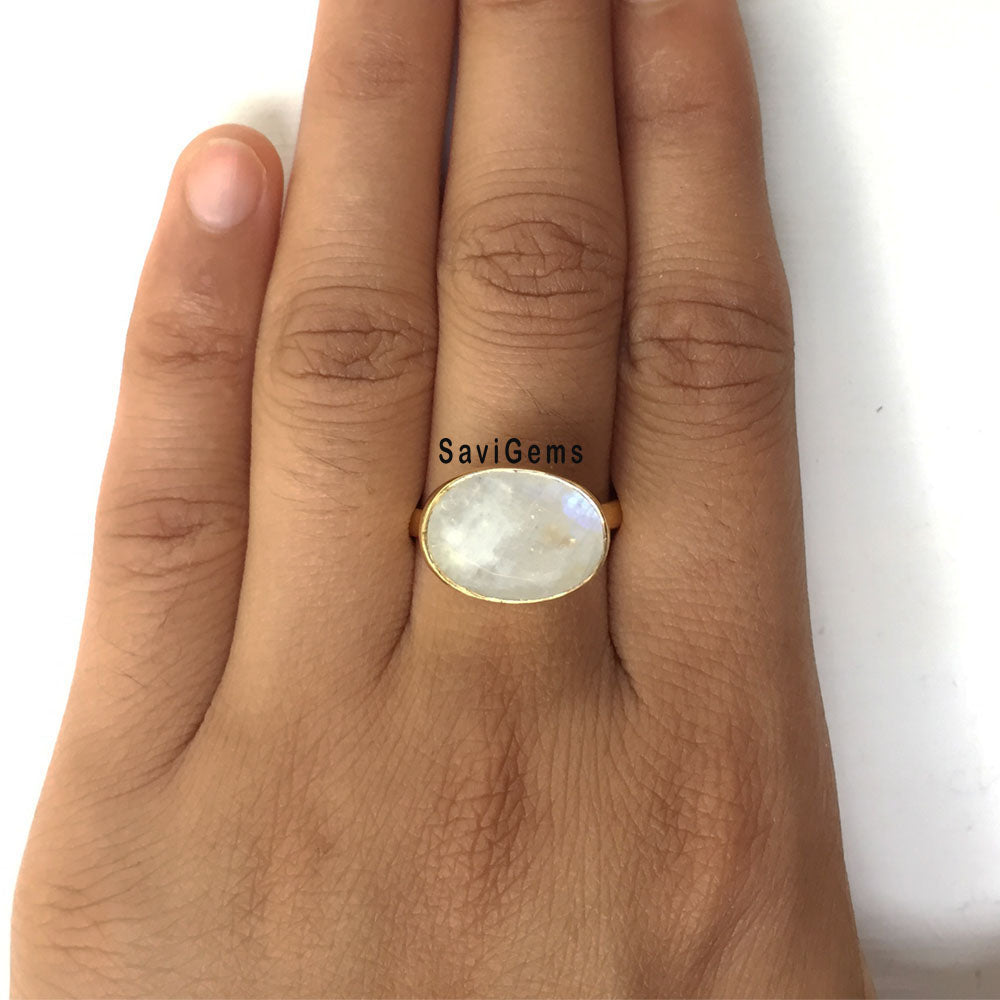 Gold plated moonstone ring hotsell