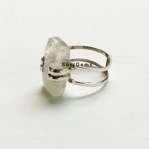 Rainbow Moonstone Sterling Silver Ring