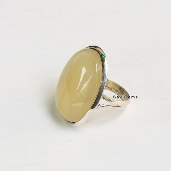 Yellow Banded Onyx Sterling Silver Ring