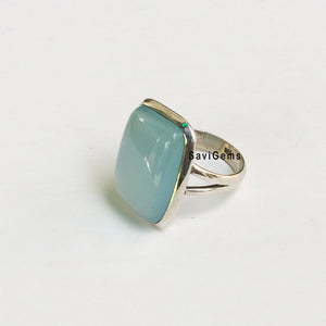 Blue Chalcedony Sterling Silver Ring