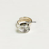 Rock Crystal Adjustable Sterling Silver Ring